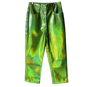 Amylynn Lupe iridescent green metallic trouser NWT size small